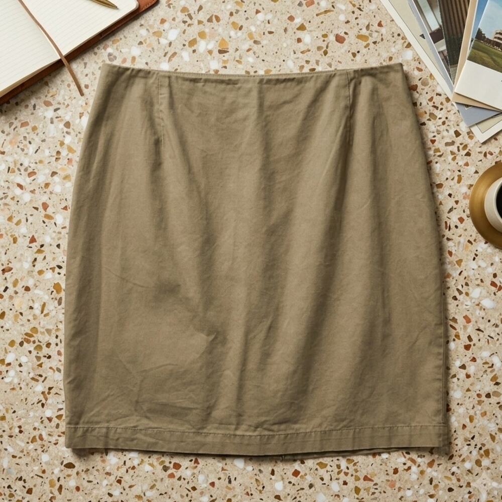 Ralph Lauren Sport Chino Pencil Skirt Brown Vintage Y2K Cotton Casual Womens 14